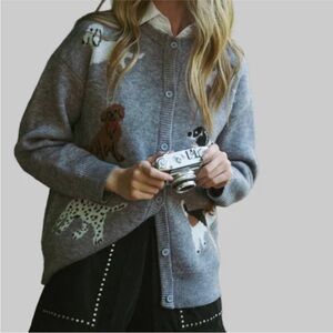 NWT Gray Dog Cardigan Sweater